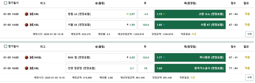 어제 나의 배팅내역~~개꿀요^^ㅋ