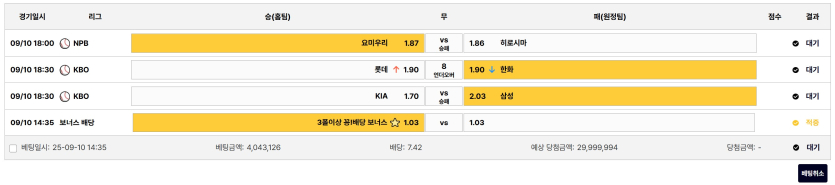 오늘-야구-3폴-4백-배팅